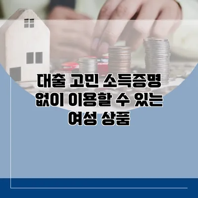 대출 고민? 소득증명 없이 이용할 수 있는 여성 상품