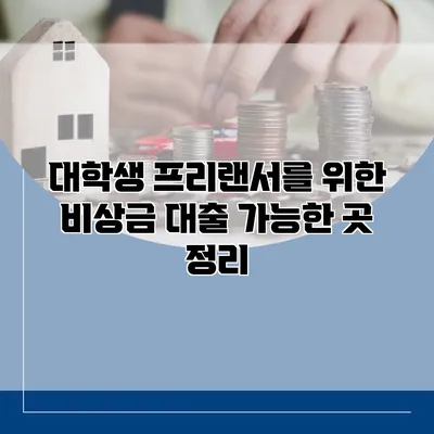 대학생 프리랜서를 위한 비상금 대출 가능한 곳 정리