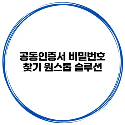 공동인증서 비밀번호 찾기 원스톱 솔루션