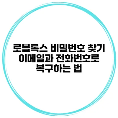 로블록스 비밀번호 찾기 이메일과 전화번호로 복구하는 법