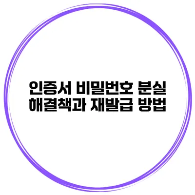 인증서 비밀번호 분실 해결책과 재발급 방법
