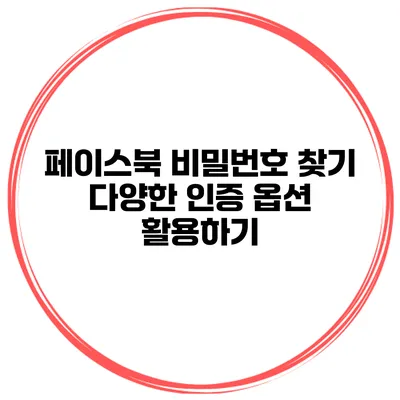 페이스북 비밀번호 찾기 다양한 인증 옵션 활용하기