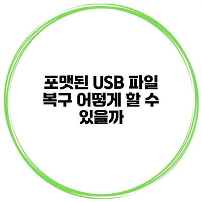 포맷된 USB 파일 복구 어떻게 할 수 있을까?
