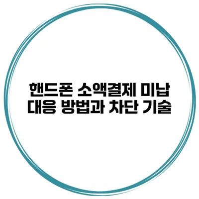 핸드폰 소액결제 미납 대응 방법과 차단 기술